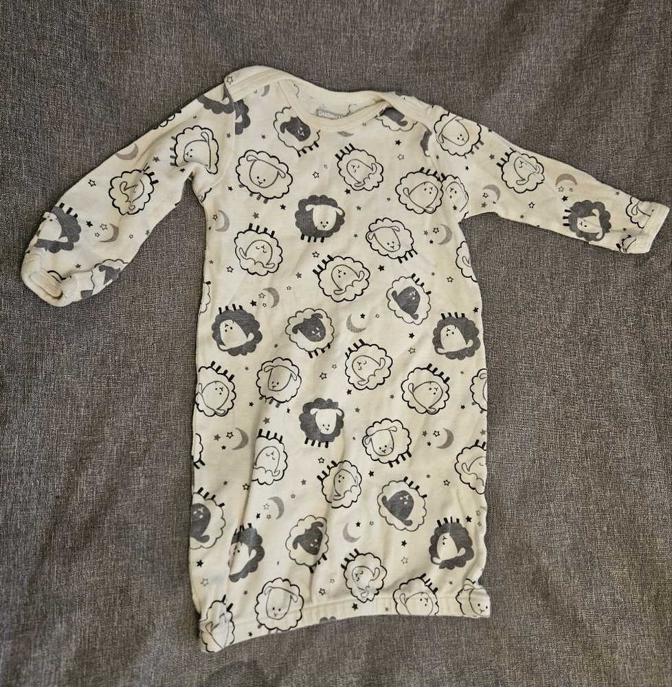 FREE with Purchase Garanimals Cream and Gray Baby Gown with Sheep Design